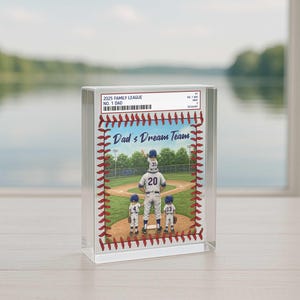 Targa in acrilico personalizzata "Horse Dad" / Stile carta da collezione n. 1 per papà, nonni e figli / Regalo per la festa del papà per papà che giocano a baseball