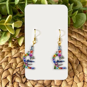 Floral Microscope Earrings: Colorful Science Teacher Jewelry