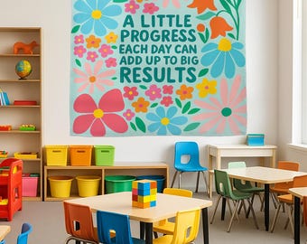 Motivational Classroom Tapestry: Floral Growth Mindset Decor