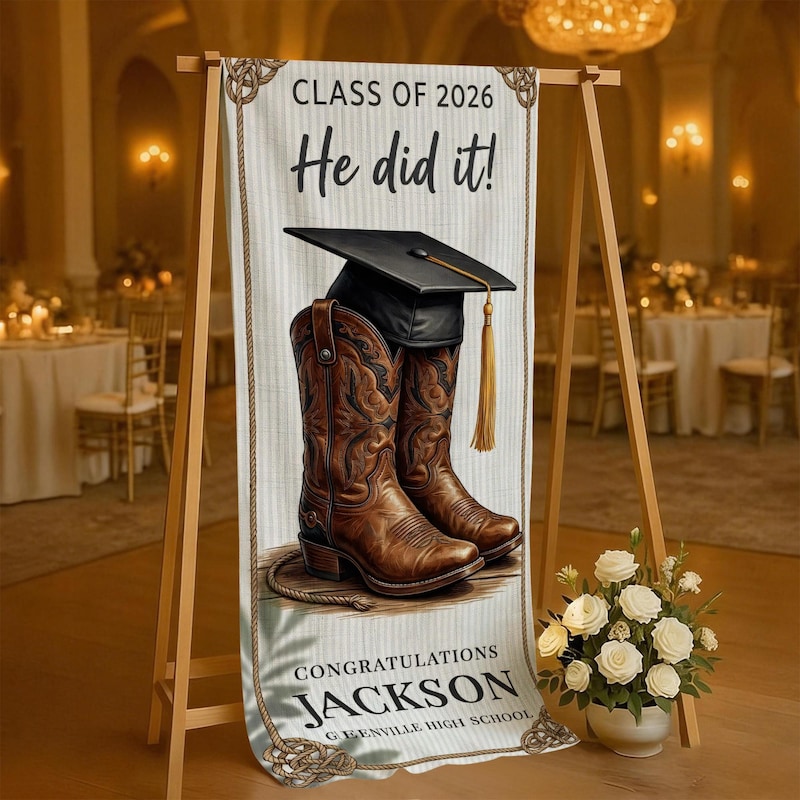 Graduation Backdrop Stars Cowboy Graduation Banner - Etsy