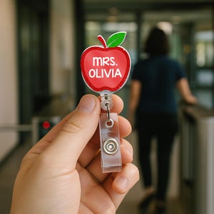 Custom Apple Teacher Badge Reel: Personalized ID Holder