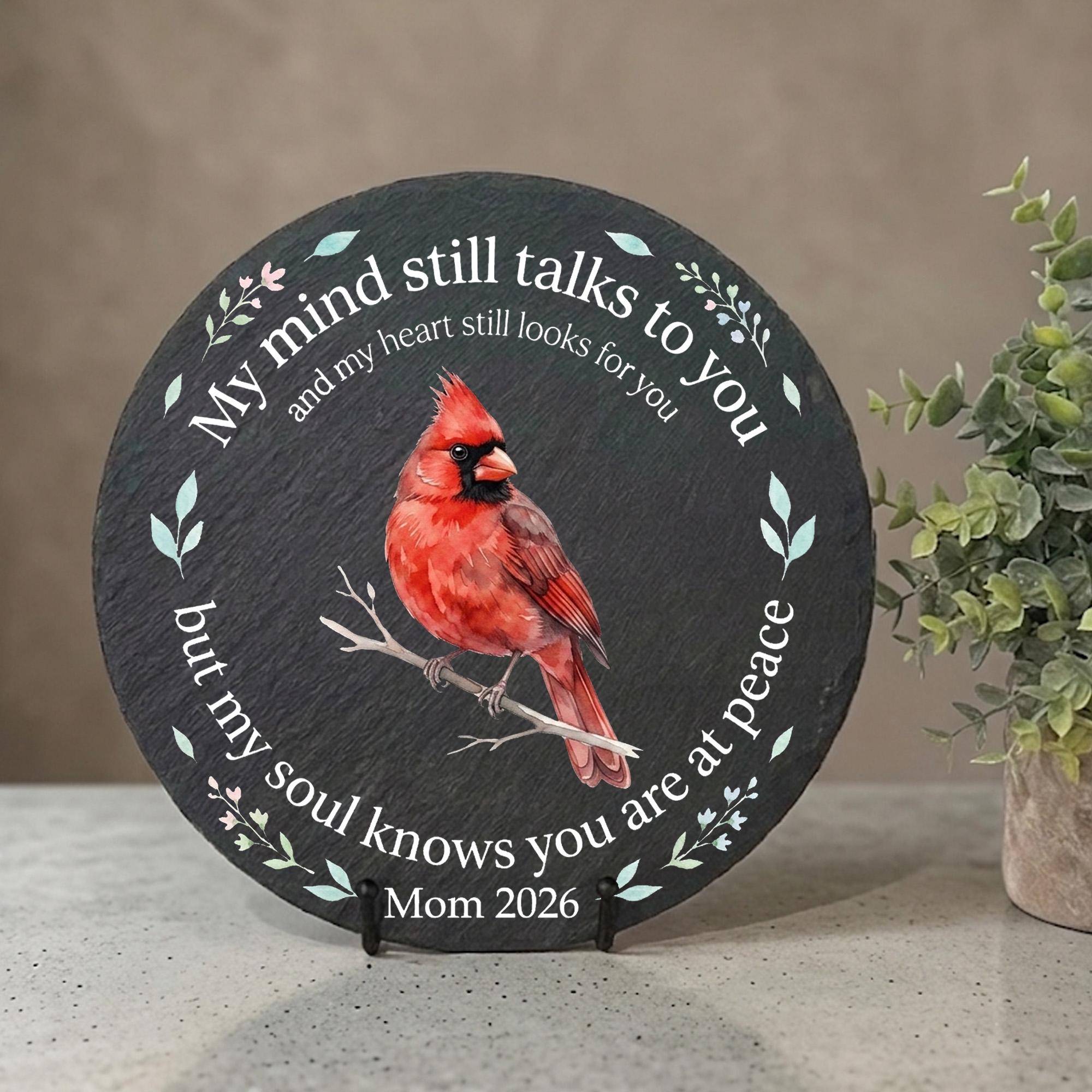 Personalized Slate Garden Stone, Memorial Cardinal Plaque, Outdoor Remembrance Decor