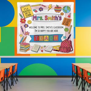 Custom Teacher Classroom Tapestry Banner: Composition Notebook Decor
