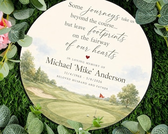 Personalized Golf Memorial Stone: Custom Watercolor Fairway Garden Slate