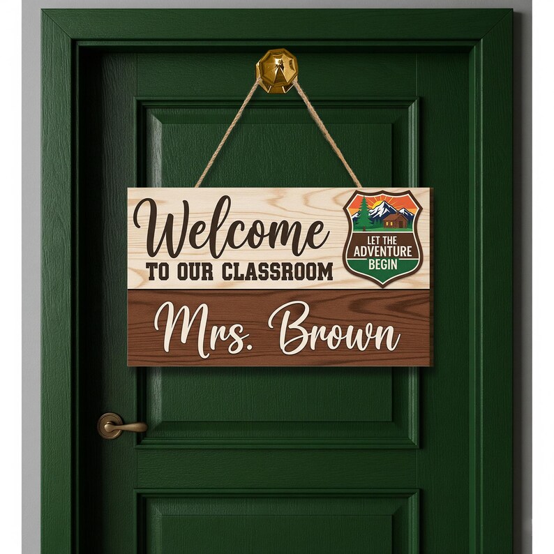Personalized Classroom Welcome Sign | Rustic Wood Teacher Door Hanger ...