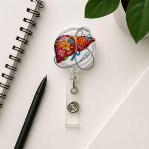 Floral Liver Badge Reel: Einziehbarer Arztausweis