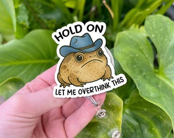 Funny Frog Badge Reel: Cowboy Hat, Quirky Office ID Clip