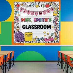 Custom Teacher Classroom Banner: Composition Notebook Design, Polyester Tapestry
