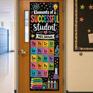 Personalized Science Teacher Linen Door Banner: Custom Periodic Table Tapestry