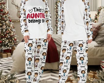 Ensemble pyjama personnalisé tante Gigi Nana Mimi : cadeau de Noël de famille personnalisé