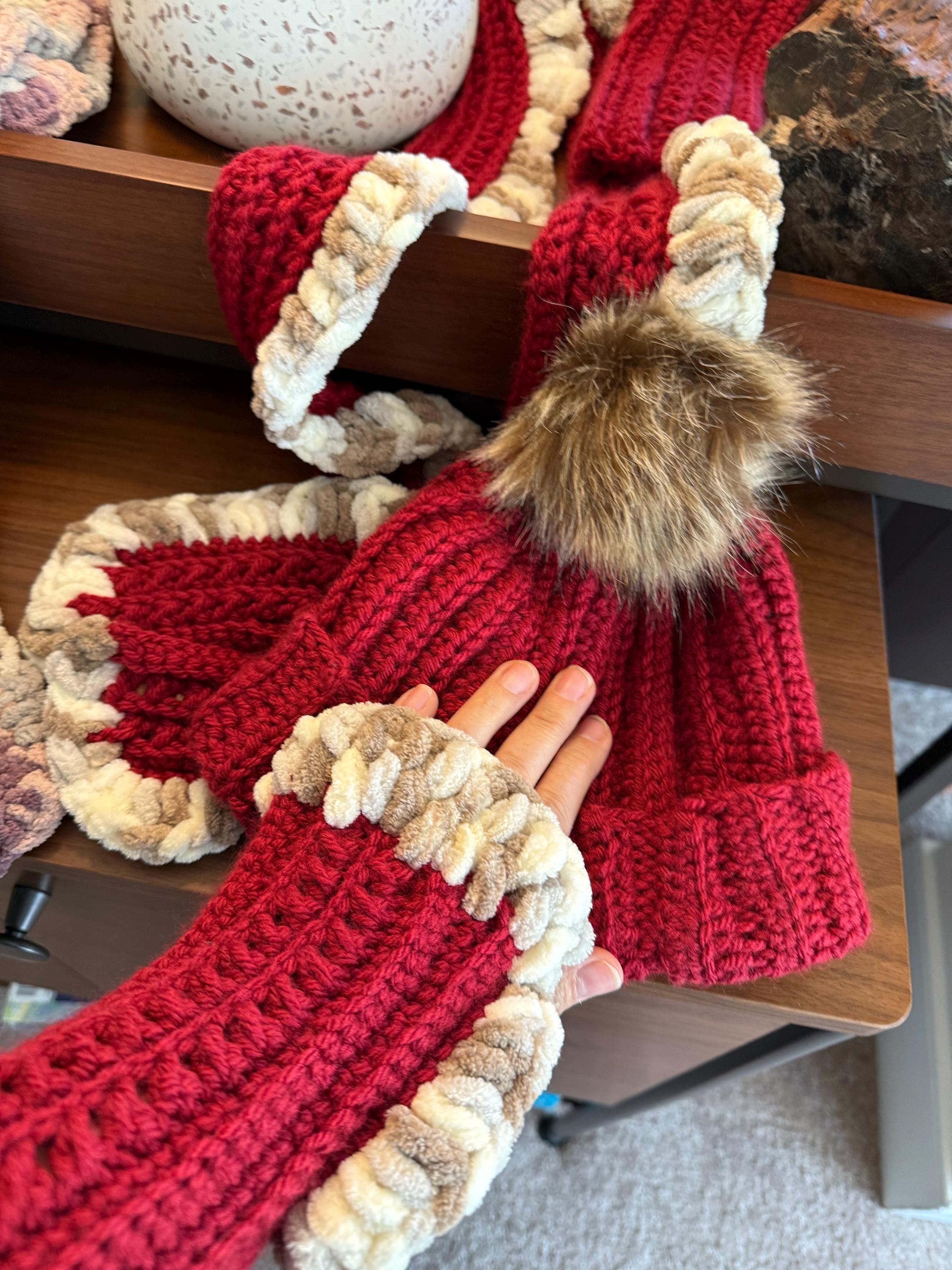 Handmade Hand Crafted Knit Headband Cowl Fingerless Gloves 3 piece Set ?Easy knit fingerless gloves that can be knit on straight  main image 4