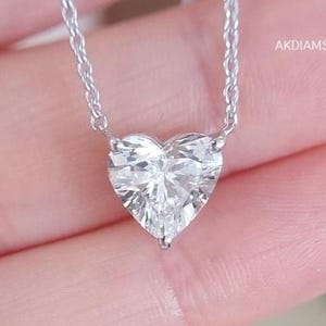 Heart Cut Moissanite Fancy Necklace Solitaire White Moissanite 1.50 Ct Heart Necklace White Gold Fancy Diamond Women Necklace Gift For Her