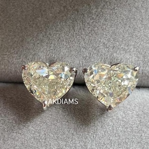 2 + 2 Ct Heart Shape Moissanite Stud Earring White Moissanite Women Earring Heart Cut Moissanite Earring Moissanite Diamond Earring Women