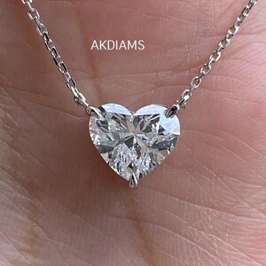 Solitaire White Moissanite Heart Necklace 1.50 Ct Heart Cut Moissanite Fancy Necklace White Gold Fancy Diamond Women Necklace Gift For Her