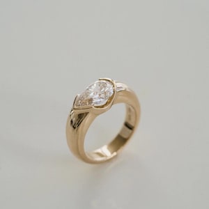 14K Solid Gold Ring - 2 Ctw Pearl Cut Diamond Ring - Lab Grown Ethical Diamond - Engagement Ring For Women - Custom Diamond Jewelry Gift