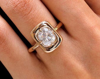 18K Gold Lab Grown Diamond Ring - Cut Cushion Solid Gold Ring -  IGI Certificate Accessory - Engagement Diamond Ring - 2.00 CT Diamond Ring
