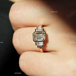 3.00 Ctw Emerald Cut Diamond Engagement Ring - Lab Grown Diamond Wedding Ring - 5 Stone Diamond Jewelry Gift - IGI Certified Handmade Ring