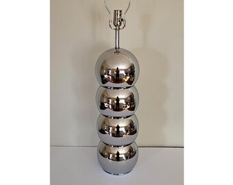Mid-Century George Kovacs Stacked Chrome Orb Mirror Ball Table Lamp Space Age Modern 1960s