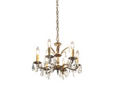 Hollywood Regency Solid Brass Crystal Chandelier 6 Arm Neoclassical Baroque