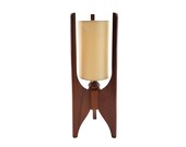 Mid-Century Danish Modern Sculptural Walnut Wood Tripod Rocket Lamp