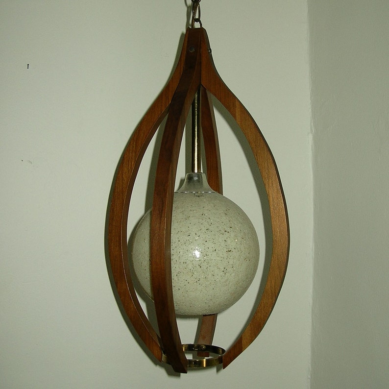 DANISH MODERN TEAK HANGING SWAG LAMP MOE LIGHT FIXTURE | Etsy