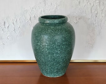 Early 20th Century 15" Matte Green Pottery Arts and Crafts Floor Vase Mission Style Ceramic