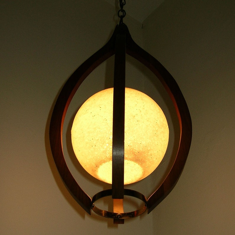 DANISH MODERN TEAK HANGING SWAG LAMP MOE LIGHT FIXTURE Etsy