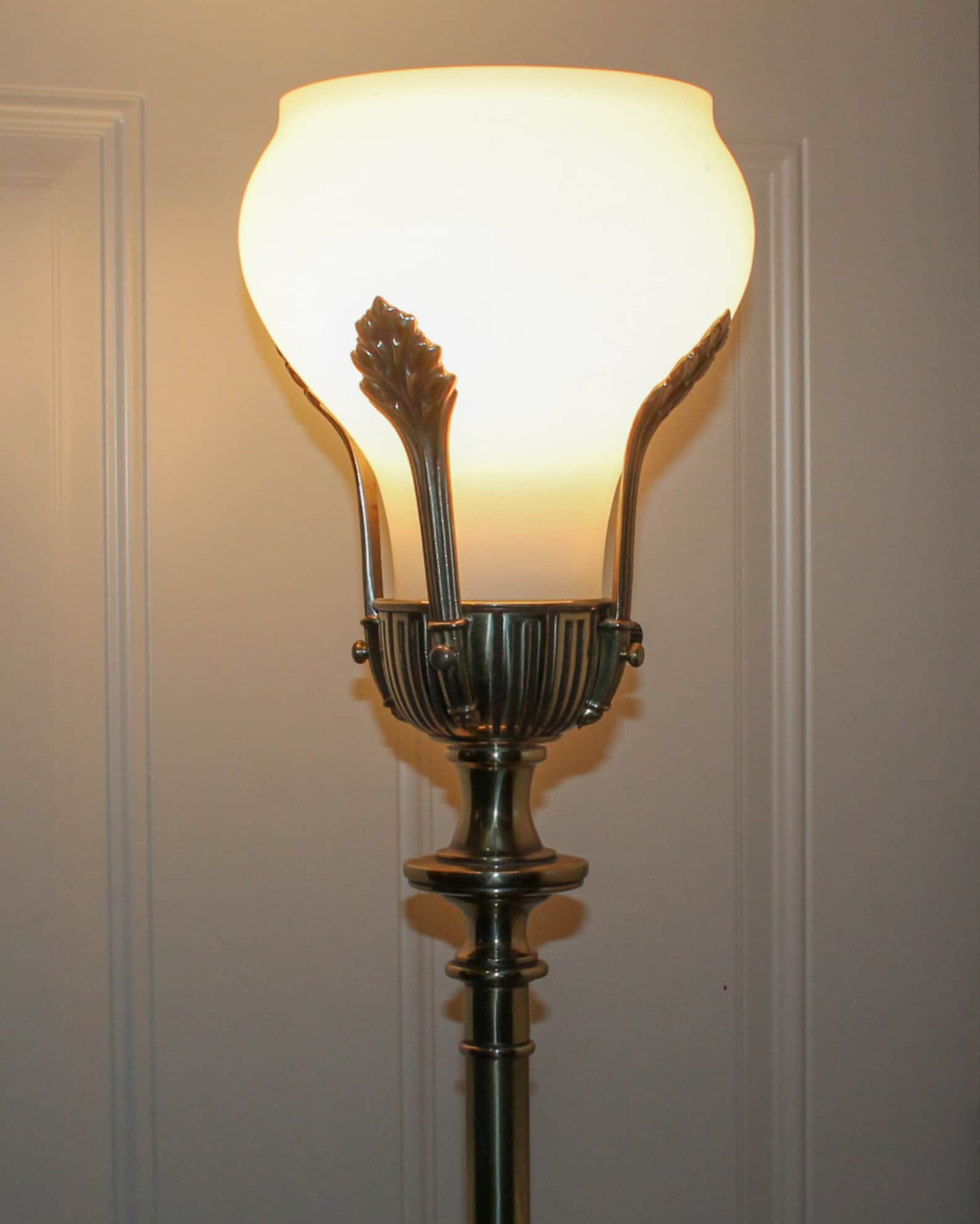 Stiffel Neoclassical Torchiere Lamp Laurel Leaves and Satin Etsy