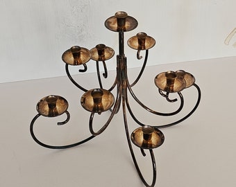 Mid-Century Modern Gorham Candelabra Candle Holder Sterling Silverplate 9 Light Uses Tiny Taper Candles