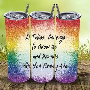 Pride - 20 oz or 30 oz Skinny Tumbler | Stainless Steel Insulated Cup | Custom Travel Mug with Lid & Straw I Hot or Cold