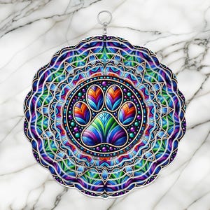 Colorful Paw Print Wind Spinner: Pet Lover Garden Decor