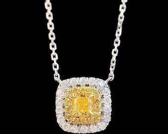 18K Gold Yellow Diamond Pendant Necklace – 0.45 Carat Natural South African Diamond