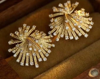 Pendientes de oro de 18 quilates con diamantes naturales de 0,66 ct: elegante joyería fina para mujer.
