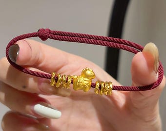 24K Gold Horse Red String Bracelet – Lucky Zodiac Charm