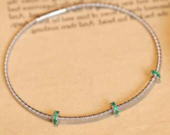18K Gold Natürlicher Smaragd Weiches Armband - 0,30 ct Muzo-Grüner Smaragd