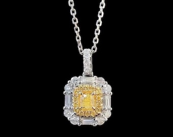 18K Gold 0.55CT Natural Yellow Diamond Pendant – Elegant Fine Jewelry for Women