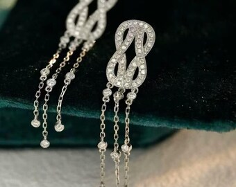 18K Gold Diamond Tassel Earrings: Elegant Fine Jewelry