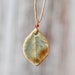 Little Elm Leaf Glazed Pottery Pendant, Inspired by Nature Jewelry - Tan and Pale Blue