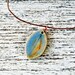 Pretty Elm Leaf Glazed Pottery Pendant, Inspired by Nature Jewelry - Tan and Sky Blue