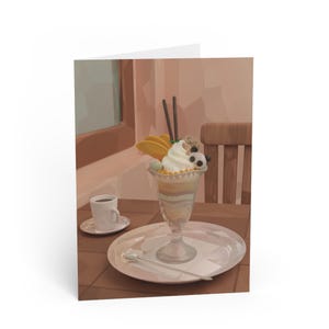 Cartão de felicitações aconchegante Panda Parfait para aniversário, qualquer ocasião, amante de pandas, amante de animais, cartão fofo, obra de arte original, presente, cartão fofo de panda