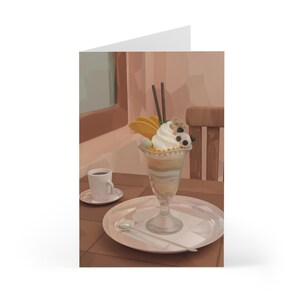 Gezellige Panda Parfait-wenskaartenset, voor elke gelegenheid, pandaliefhebber, dierenliefhebber, schattige kaart, origineel kunstwerk, cadeau, schattige pandakaart