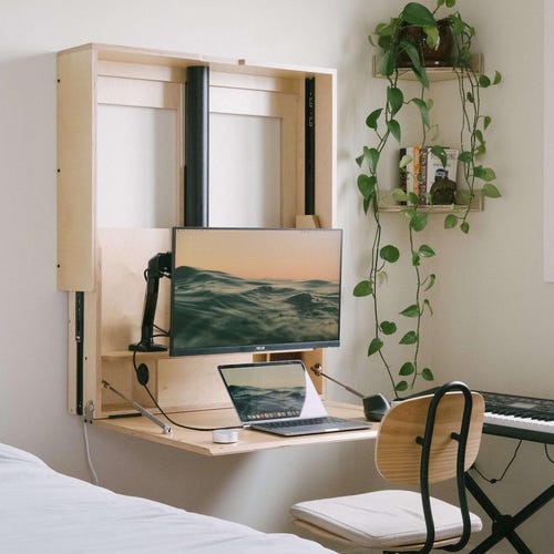 Wall-mounted, Fold-away, Electric Sit-stand Murphy Desk - the Murf