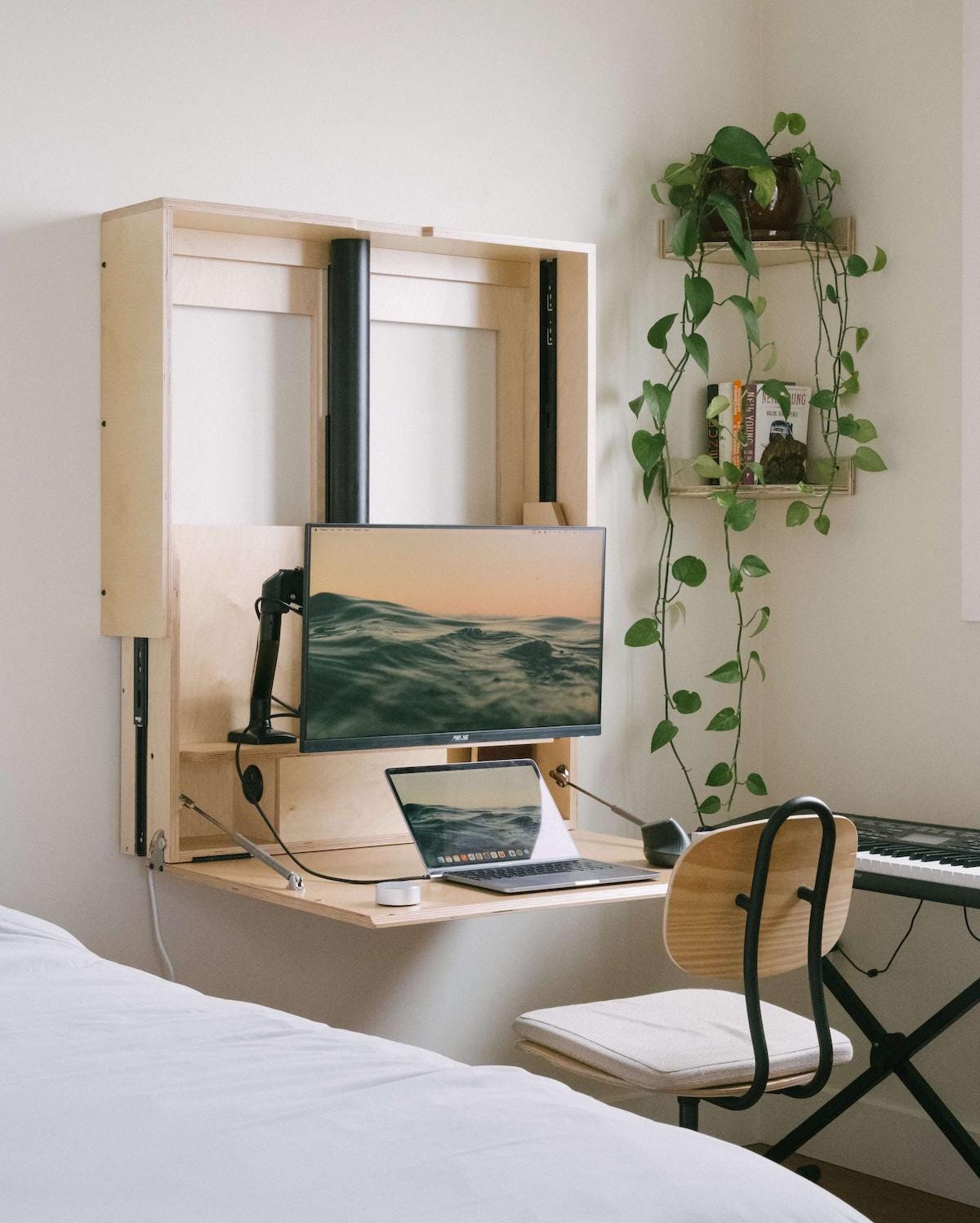 Wall-mounted, fold-away, electric sit-stand Murphy desk - The Murf