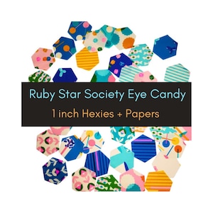 EPP Kit Ruby Star Society Eye Candy Hexies: 1-inch Fabric Hexagons & Papers 42pcs