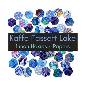 EPP Kit Kaffe Fassett Lake Hexies: 42 precut 1-inch Fabric Hexagons + Paper Pieces