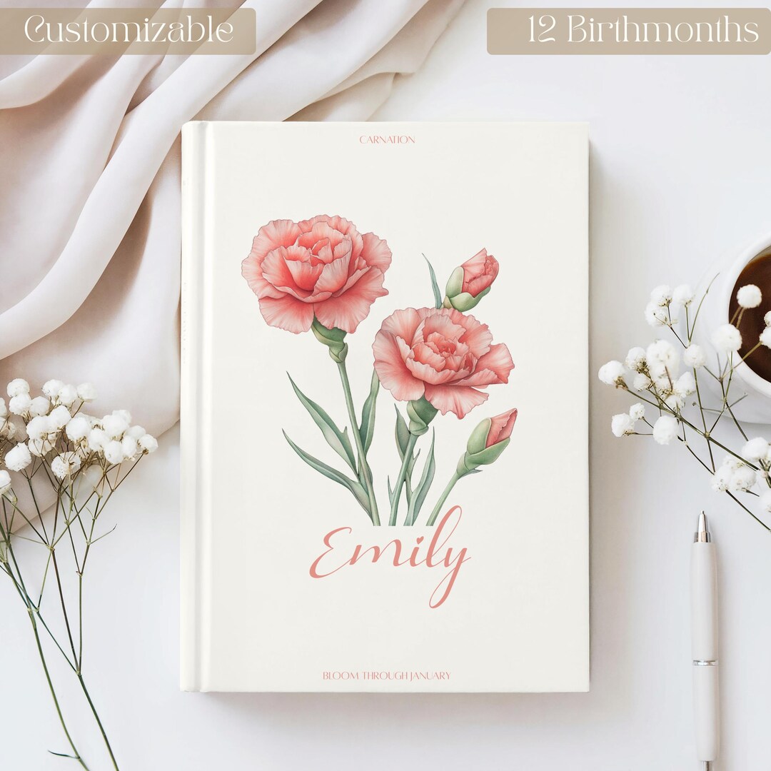 Personalized Birth Month Flower Notebook,birth Flower Gift for Mom ...