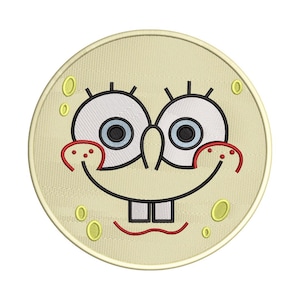 Cartoon Sponge Patch Embroidery Design File – Cheerful Stitch for Kids Clothing & Gifts, 6 Sizes