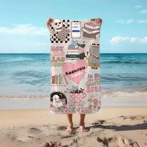 Custom Beach Towel, Personalized Book lover gifts, Custom name Towel, Bookworm gifts, Kindle Girlie gift, Gift for her, Beach Towel