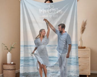 Photo Blanket gift, Personalized Blanket, Anniversary couple gift, Wedding Gifts, Gift for couple, Family Blanket personalized
