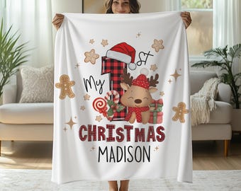 Kids Christmas Gifts, Kid Name Blankets, Custom Baby Blanket with name, Baby First Christmas, Custom christmas gift, First baby christmas